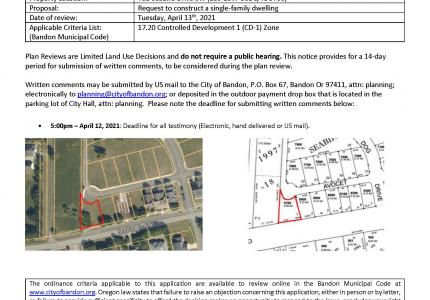 Plan review notice for 752 Seabird Drive