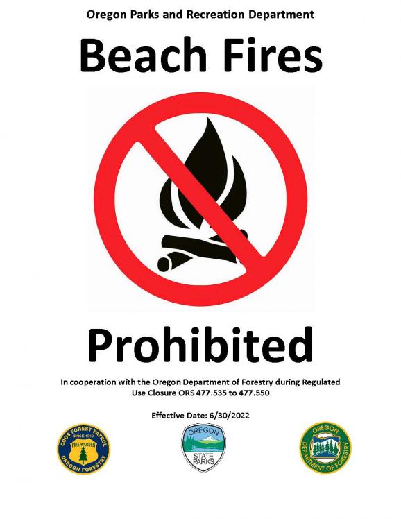 2023 Beach Fires Prohibited